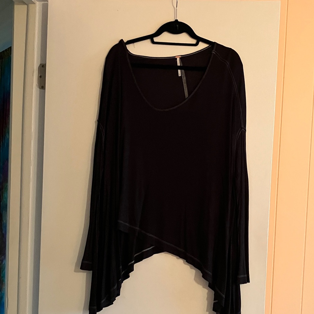 Free People Black Draped Asymmetric Tunic